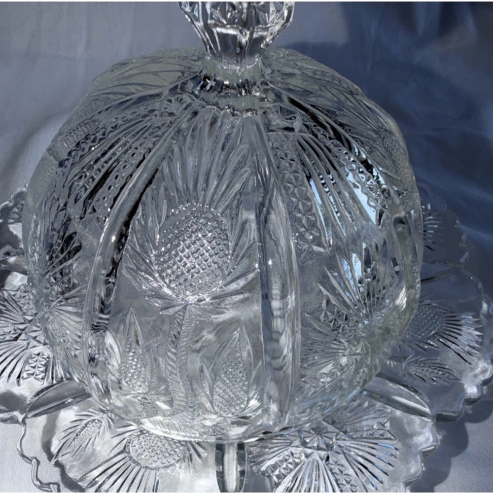 Antique J.B. Higbee "Paneled Thistle" Domed Butter Dish - Picture 5 of 9